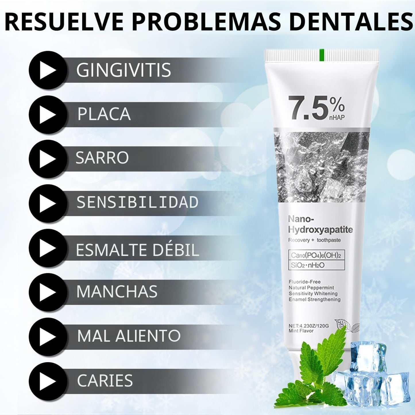 ¿Sensibilidad dental o esmalte débil? Repara tus dientes mientras los blanqueas - Crema Dental Con Nano Hidroxiapatita al 7.5% (LA ORIGINAL)